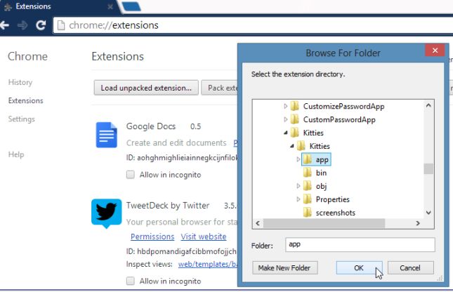 Select App Extention in Chrome